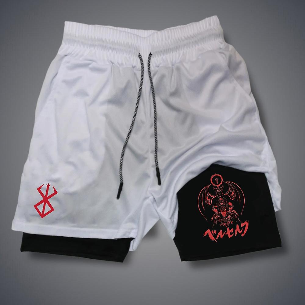 2 in 1 Compression Shorts for Men Gym Workout Running Shorts with Phone Pockets Athletic Quick Dry A