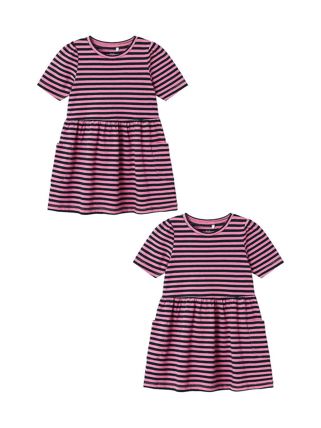NAME IT Mädchen Kleid 2er-Set Midi Sommer Dress Ballonärmel Bio-Baumwolle
