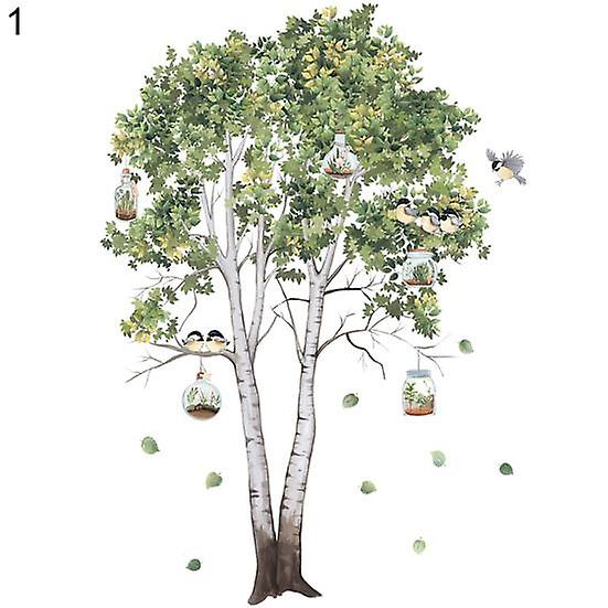 2Pcs/Set Attractive Wall Sticker Smooth Surface PVC Tree Bird Pattern