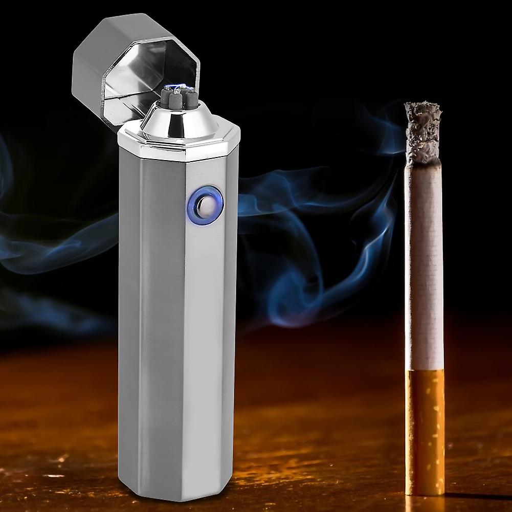 Windproof Lighter USB Rechargeable FlamE less Electronic Pulse Cigarette Lighter(Black Brushed)