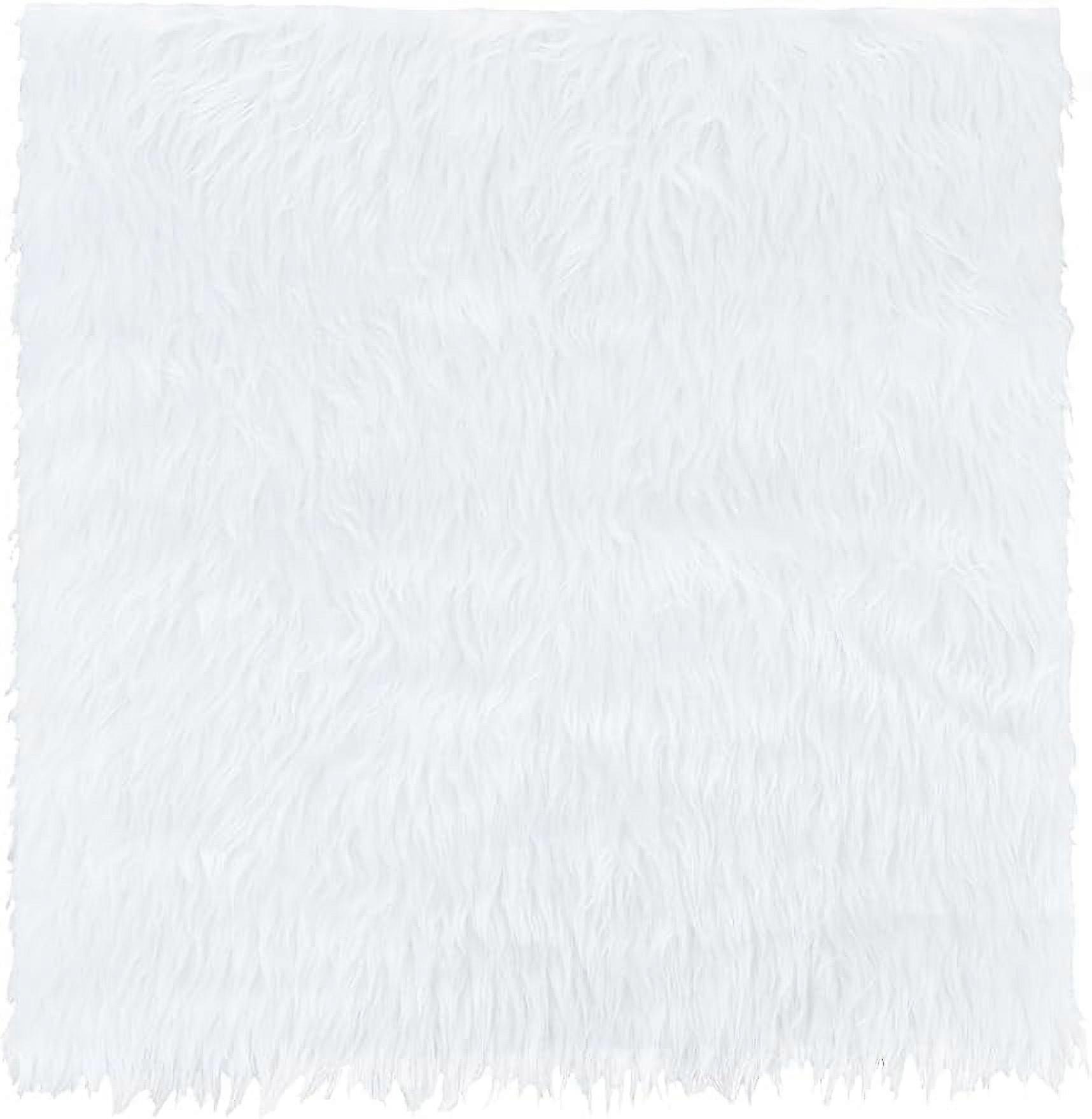 White Faux Fur Fabric Soft Plush Shaggy Squares Pre-Cut Craft Fur Fabric