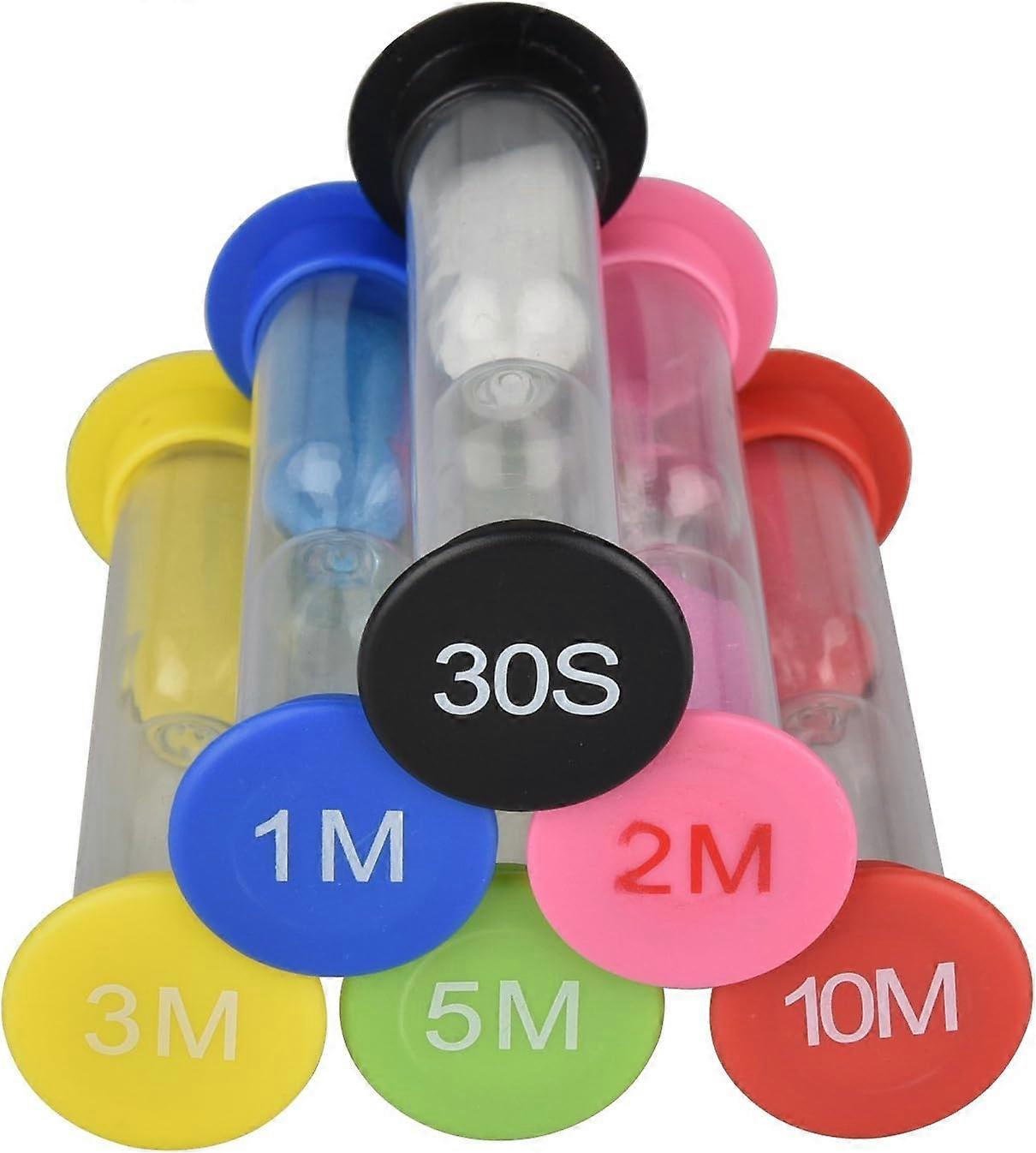 Plastic hourglass Creative anti-drop play accessory for children Hourglass timer Hourglass 6 pieces, 30 sec, 1 min, 2 min, 3 min, 5 min, 10 min