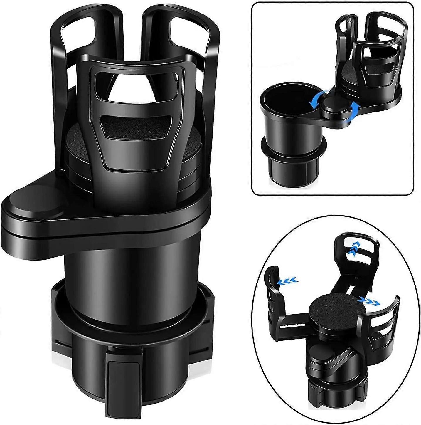 2 in 1 Multifunctional Car Cup Holder 360 Rotating Adjustable Car Cup Holder Expander Adapter Base Tray for Snack Bottles Cups ST1M797