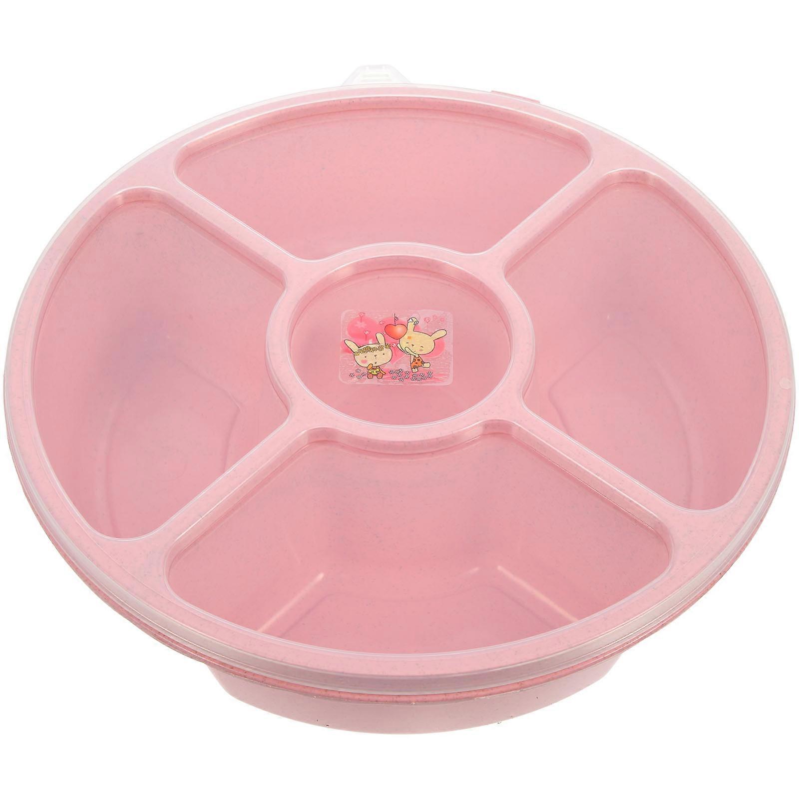 Creative Plastic Multi Sectional Snack Serving Tray Set with Lid for Home (Random Color)