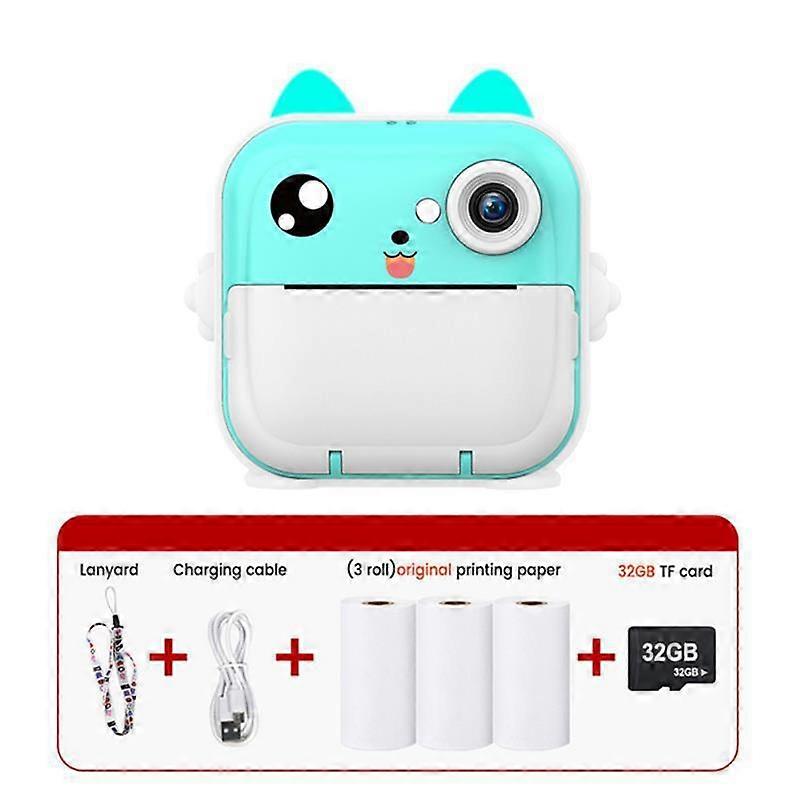 キッズデジタルカメラかわいい漫画hdプリントカメラギフトQ5グリーン+ 32Gb