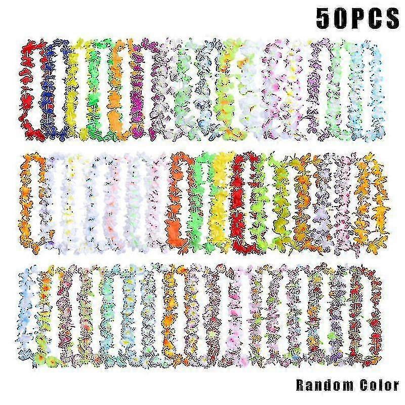 50ピースのハワイアンネックレストロピカルハワイアンクロスフラワーレイパーティーデコレーション