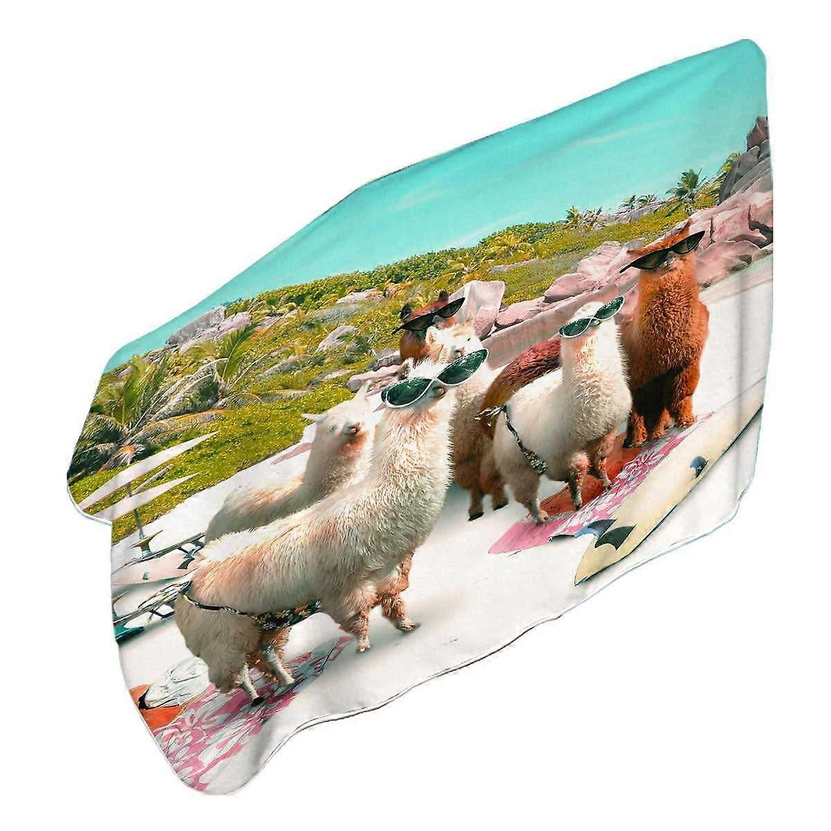Awesome Funny Sunglasses Llamas Beach Microfiber Beach Towel
