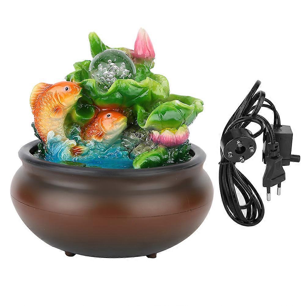 Feng Shui Wheel Table Fountain With Led Light Resin Crafts Desktop Decoration Eu 220-240v