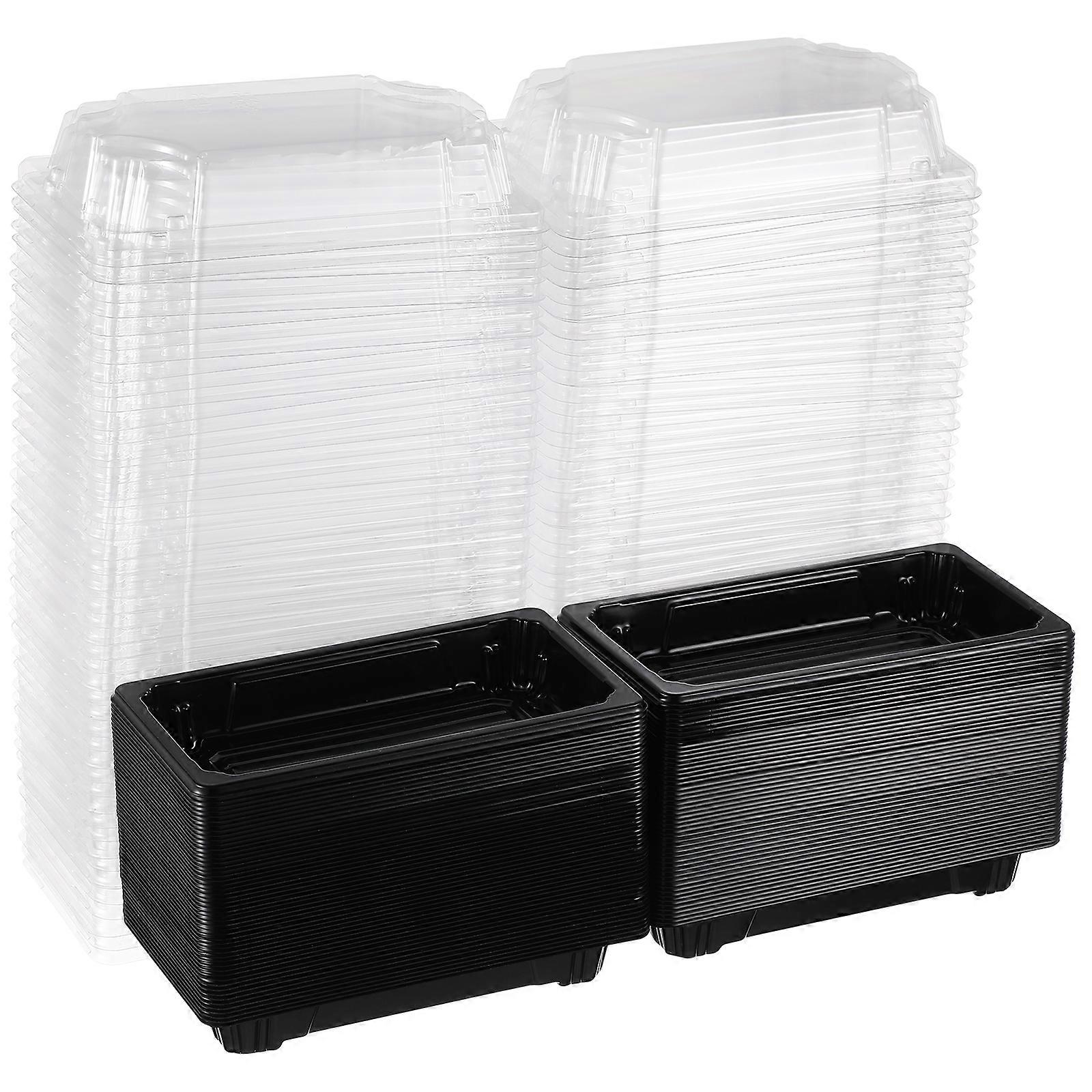 100 STKS Wegwerp Sushi Verpakkingsdoos Fruit Cake Carry Out Container Take Out Boxes (zwart)
