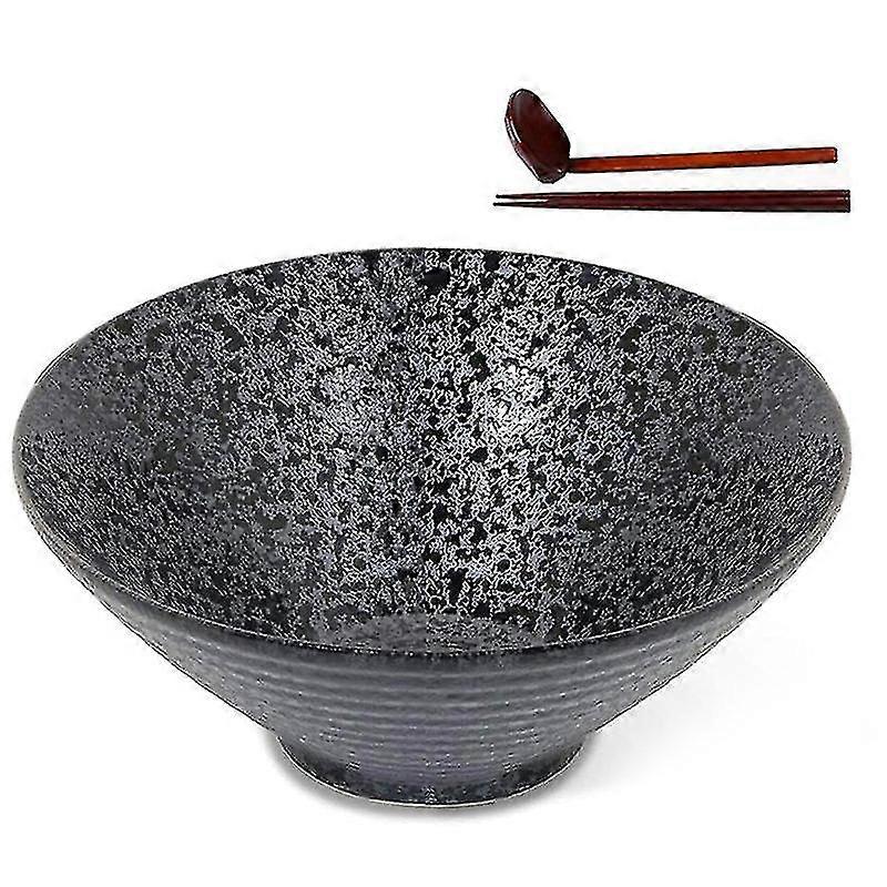Ceramic Japanese Ramen Soup Bowl With Matching Spoon And Chopsticks, Suitable For , , Size-AO