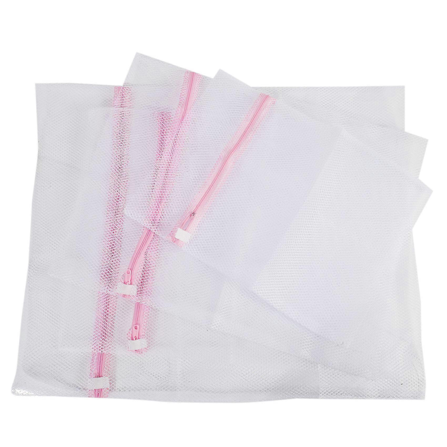 Large Net Washing Bag, Set of 4 Durable Coarse Mesh Laundry Bag with Zip Closure for Clothes, Delic
