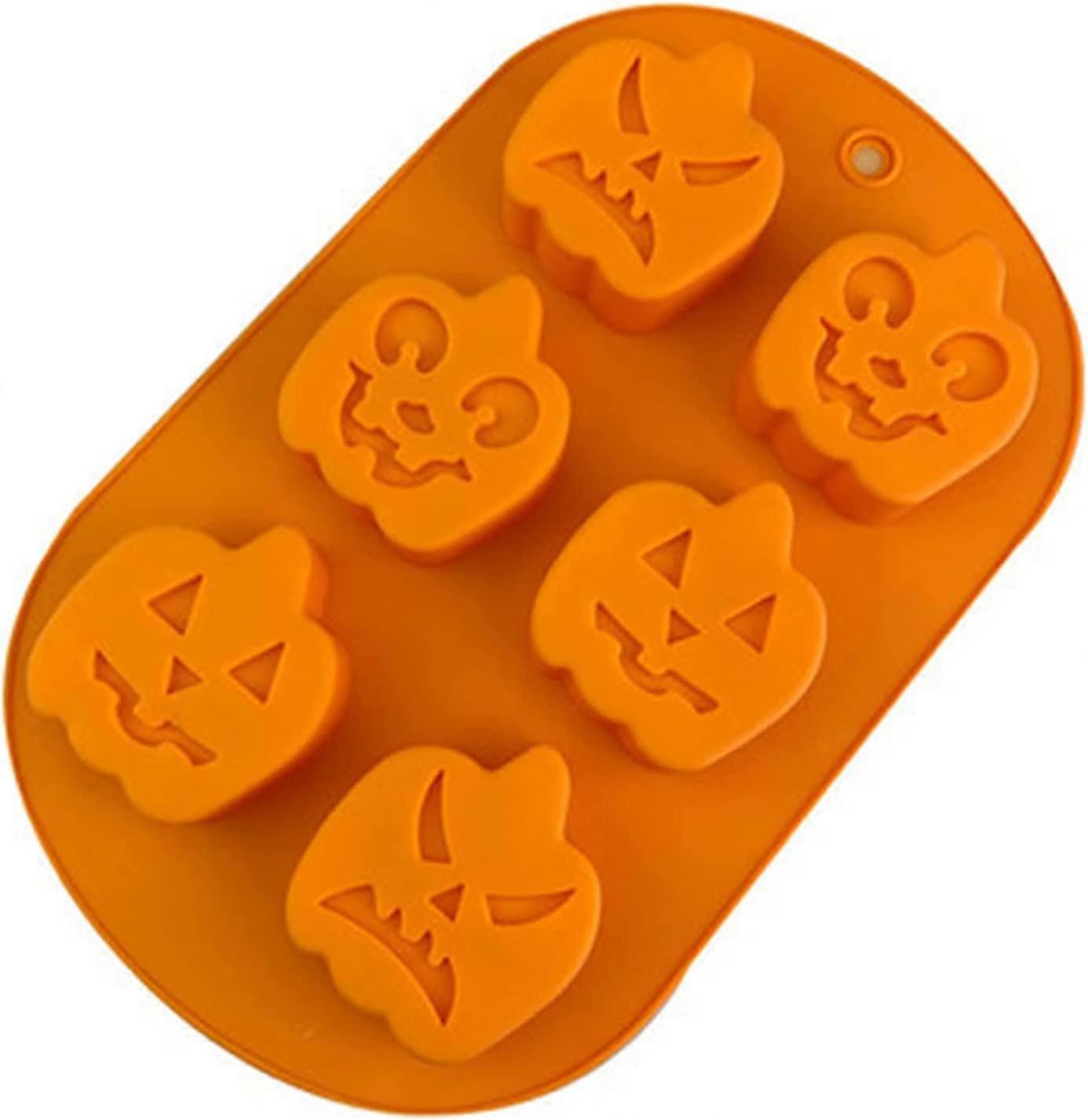 Silicone Mold 3D Shaped Halloween Molds Reusable With Non-Stick Effect For Candy Baking Cake Decorating Soap Halloween Thanksgiving Decoration (Pumpki