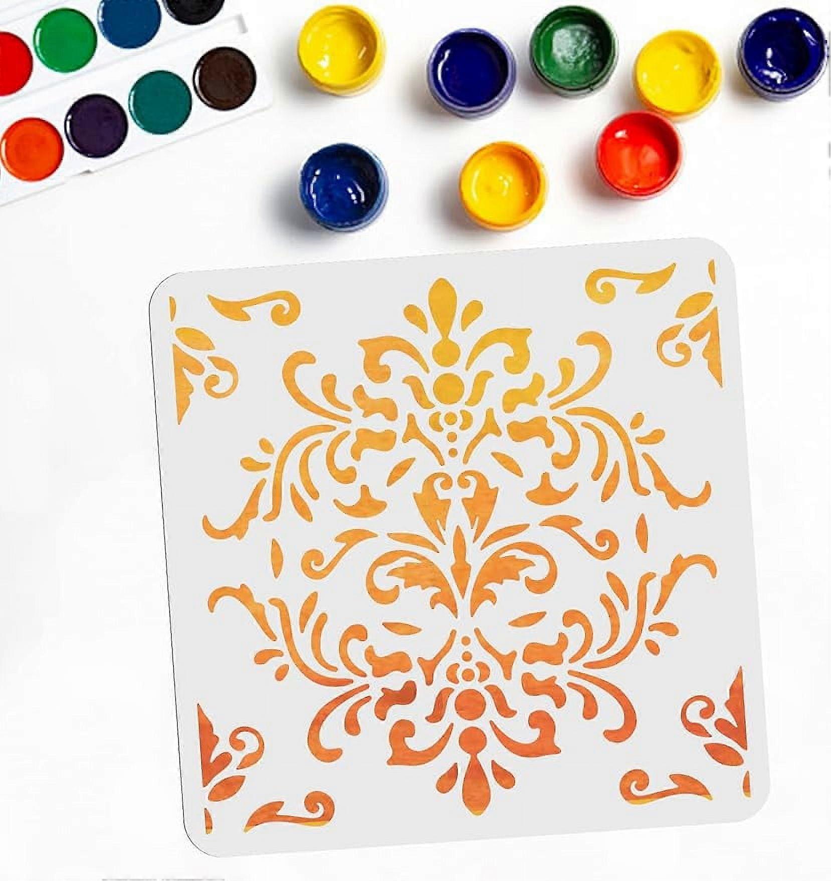 1pc Damask Stencil Reusable Durable Damask Drawing Wall Stencil for Painting On Wood Canvas Tile 11.811.8 inch
