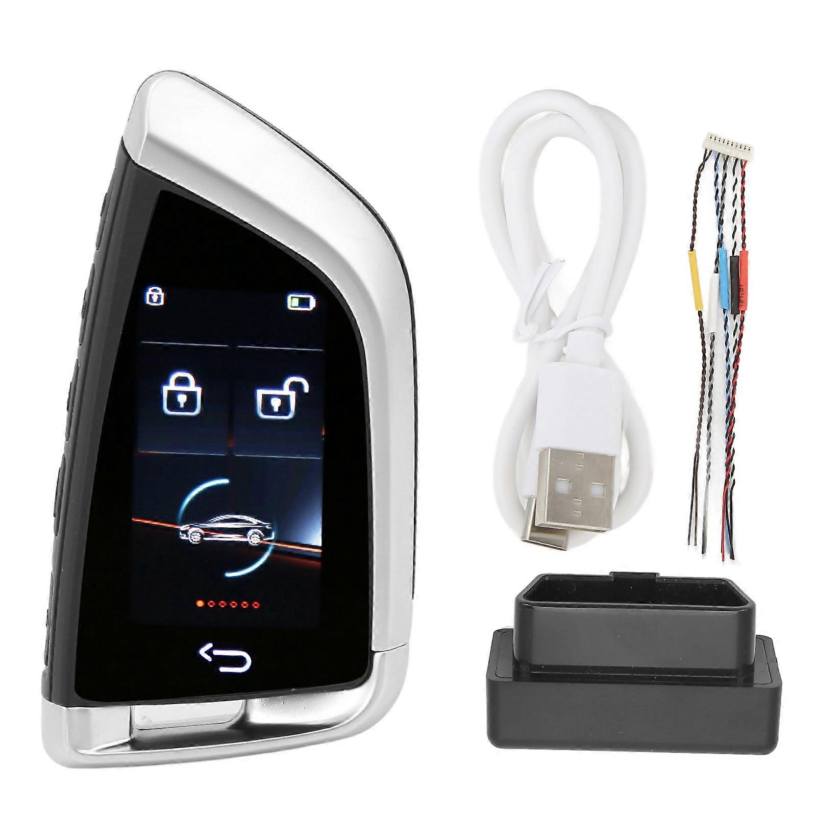 Smart Remote Car Key LCD Screen Anti Lost Bluetooth 5.0 Keyless Entry Auto Lock Key Fob for One Click Start Car Silver