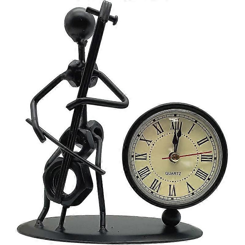 Elegant Table Desk Clock Playing Cello Design Analog Clock