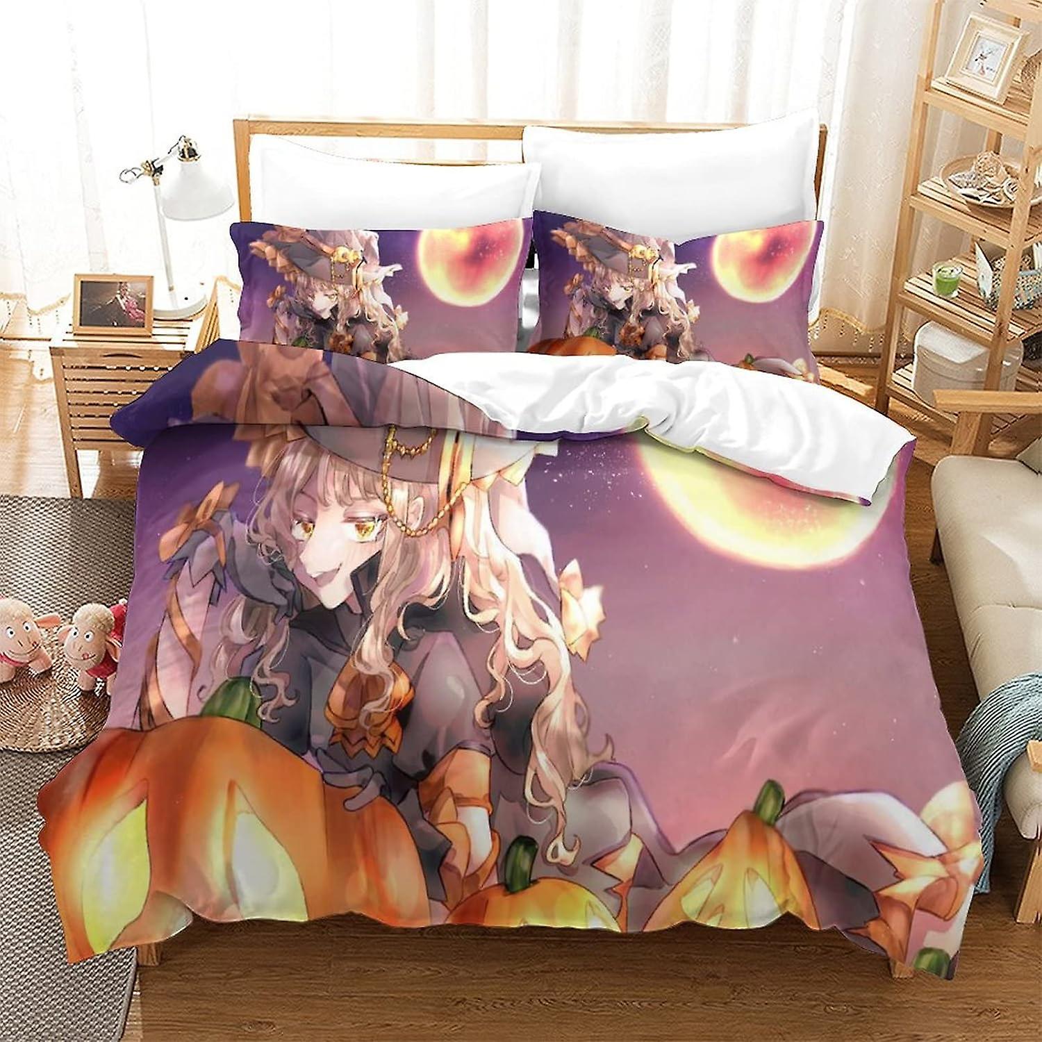 طقم فراش ستوكات مع غطاء لحاف هالوين وغطاء لحاف وغطاء وسادة مع سحاب للإغلاق ستوكات ناعمة للرجال 135*200 سم