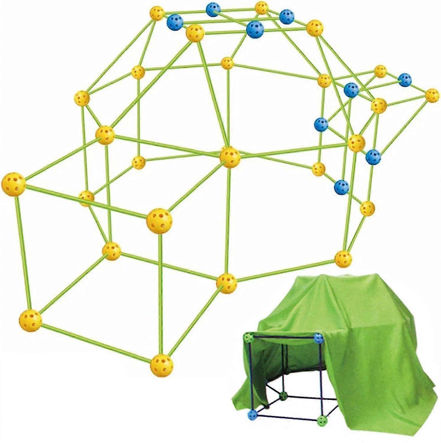55 Pieces DIY Tent Toy, Kids Fortress Toy, Fort Building Kits for Kids, Build Your Own Den for Kids Ages 5 6 7 8 9 10 11 12