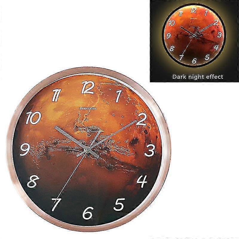 Metal Creative Mars-scene Luminous  Wall Clock Modern Style Voice Control Smart Sensor Led Light