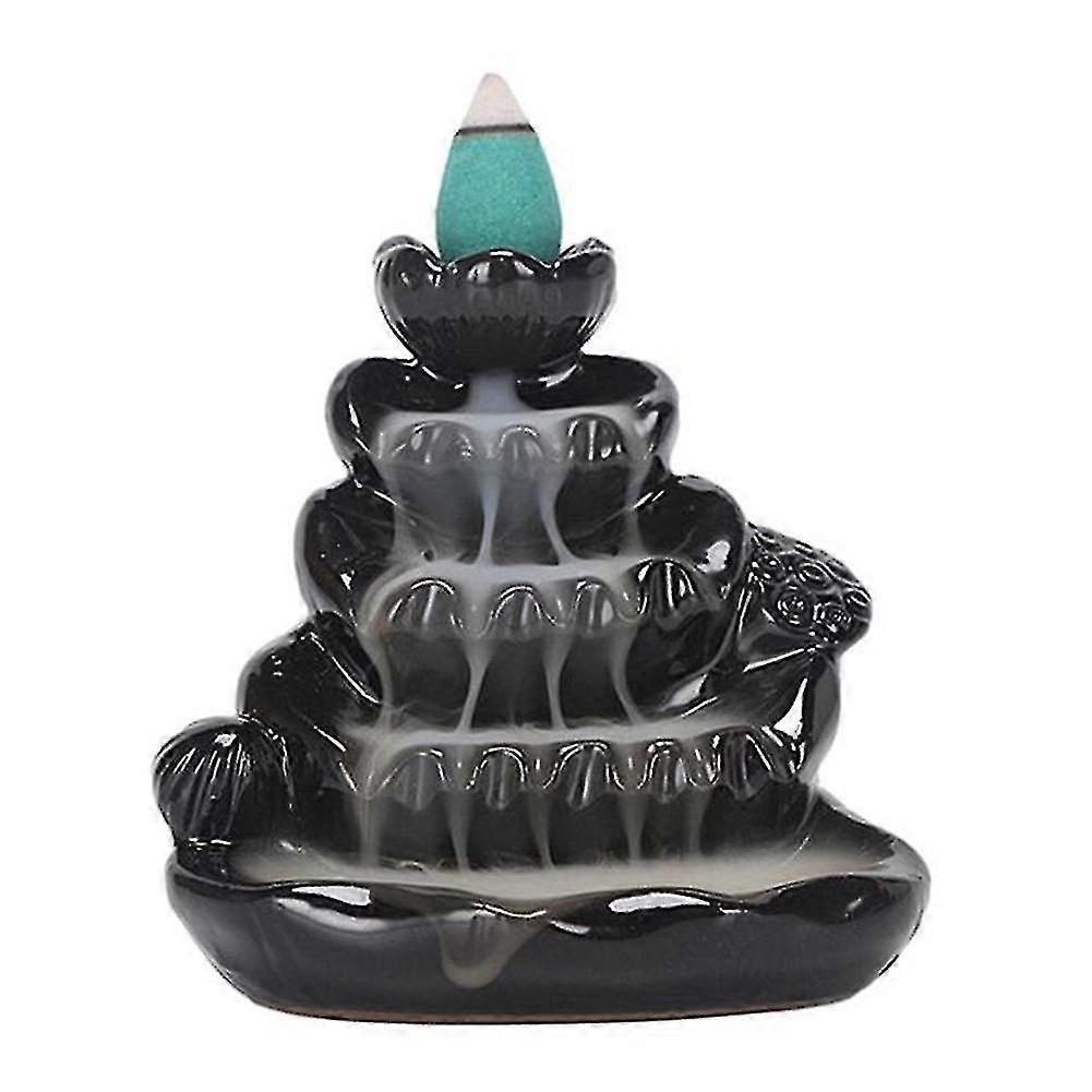 Waterfall Incense Ceramic Incense Holder Handmade Ceramic Backflow Incense Decor -lotus Leaf Excellent