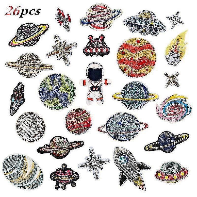 Astronaut Adhesive Patch Sticker Planet Cloth Sticker (26 Pcs)