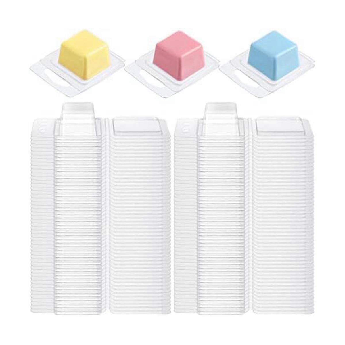 Wax Melt Molds Clear 1 Oz Square Candle Molds for DIY Chocolates Wax Melt Wickless Candles Soap Making (100 Pcs)