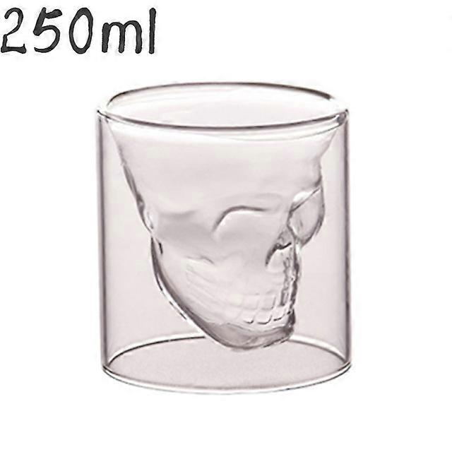 double glass cup transparent skull wine milk