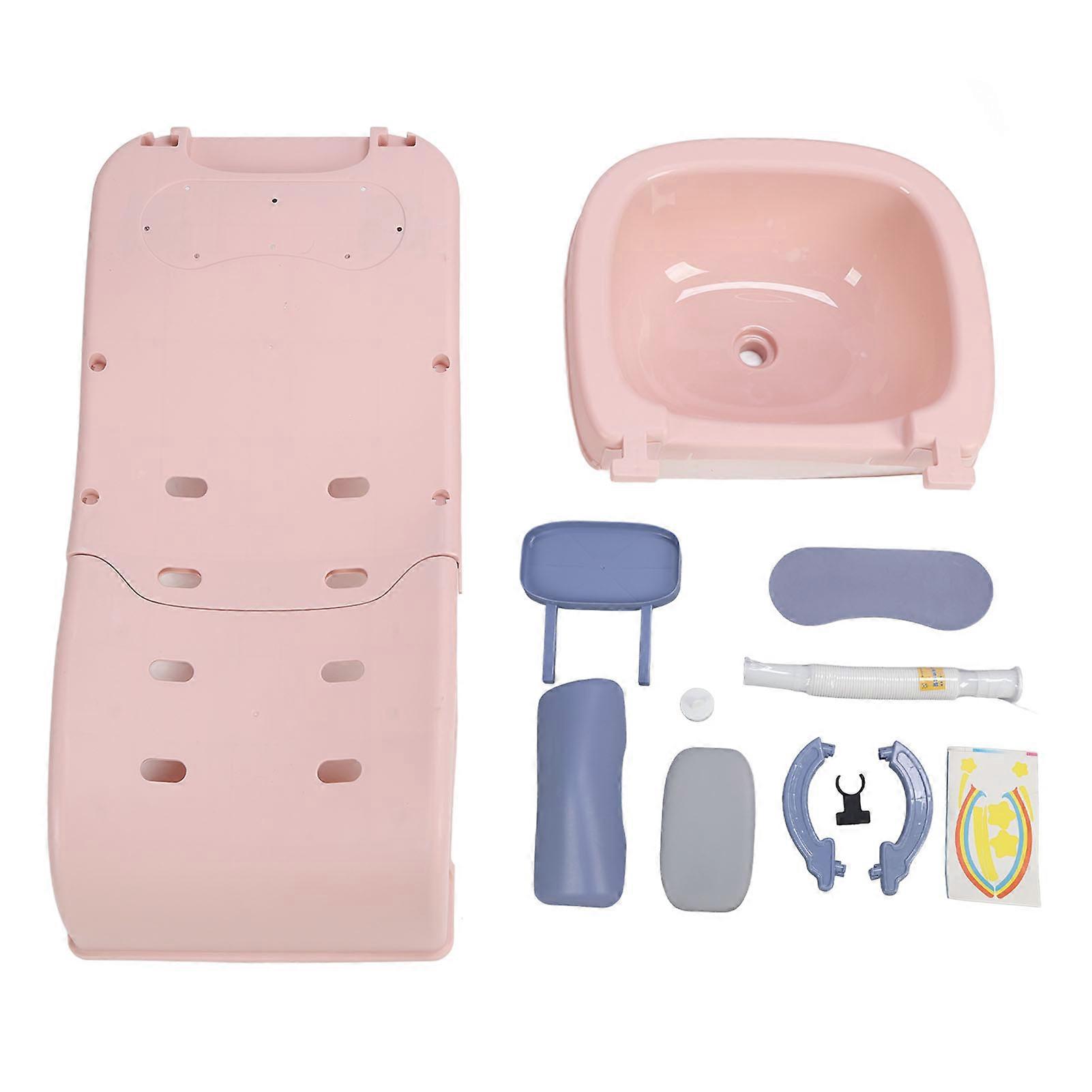 Kids Shampoo Chair Foldable Prevent Slip Toddler Hair Washing Chair with Shampoo Basin for 0 to 10 Years Old Child Pink