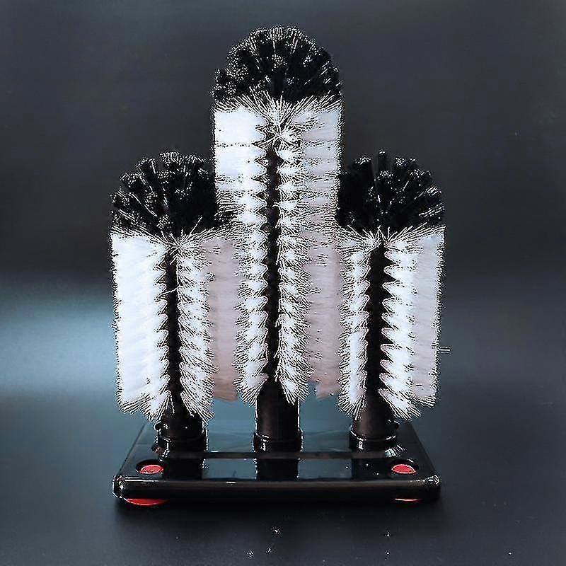 Bottiglia d'acqua Pulizia spazzola bicchiere tazza rondella con base di aspirazione 3 testa setole spazzola per tazza di birra, tazza a gamba lunga, bicchiere di vino rosso e altro bar cucina Si