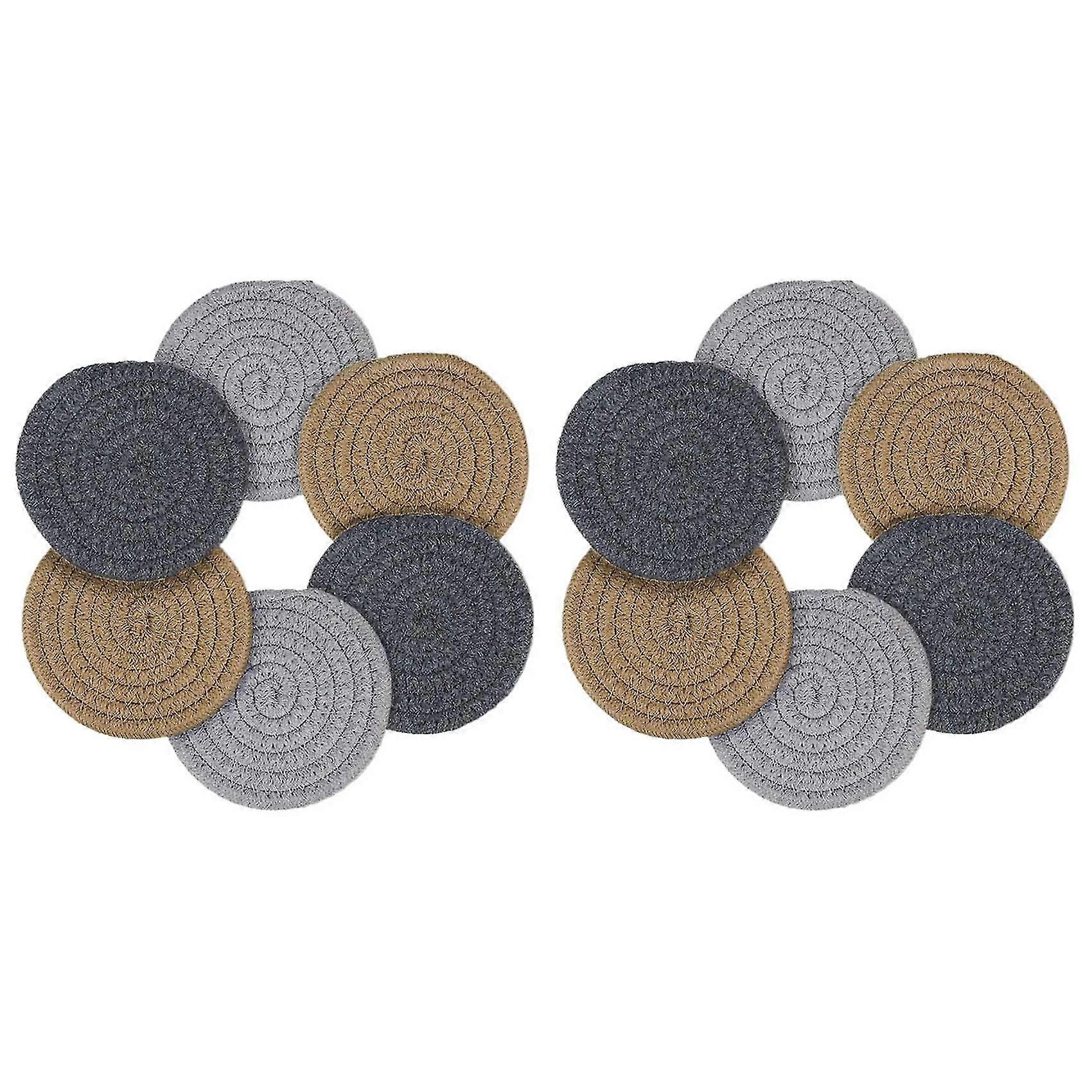 12 Pcs Coasters For Drinks Absorbent Handmade Braided Coaster Set 4.3 Inch