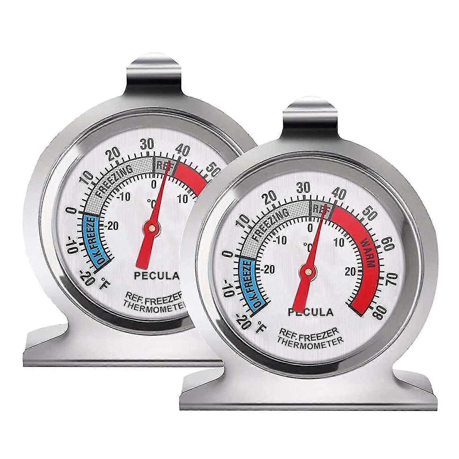 2 Pack Refrigerator Thermometer, -30~30c/-20~80f, Classic Fridge Thermometer Large Dial With Red Indicator Thermometer For Freezer Refrigerator Cooler