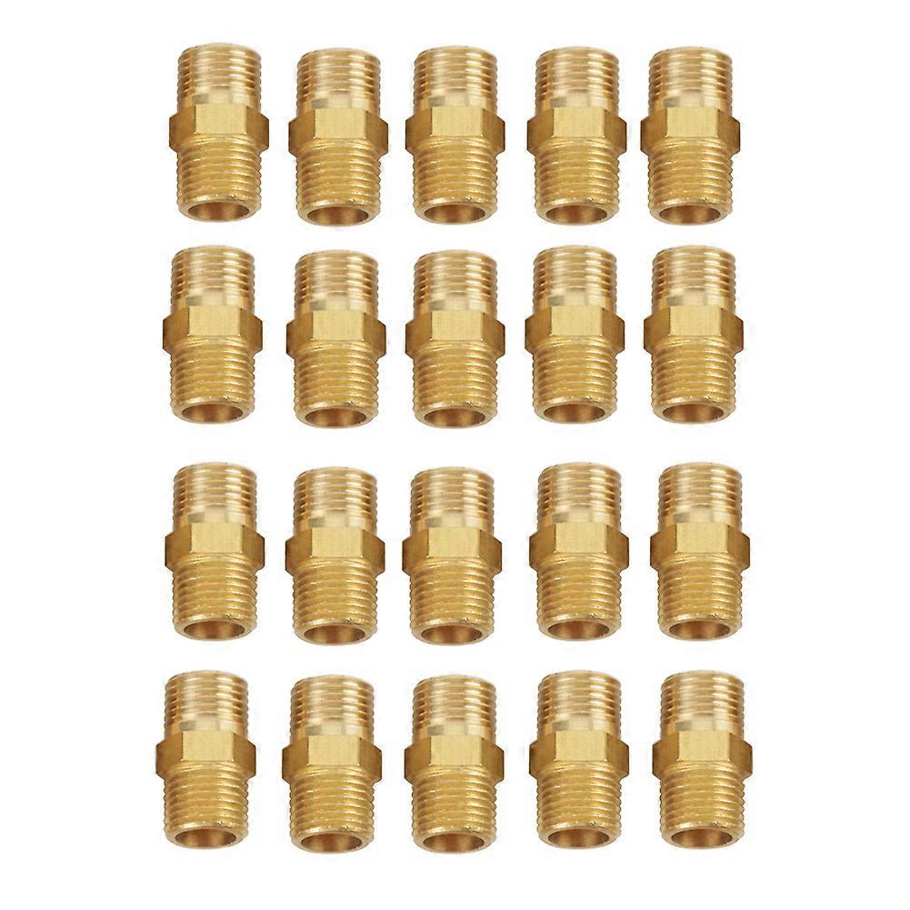 20 Pcs 1/8 BSP to 1/8 BSP External Thread Brass Pipe Hex Nipple Fitting Quick Adapter