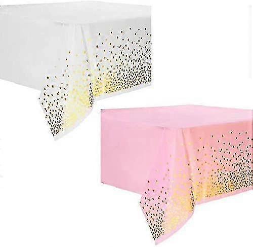 2 Pieces Disposable Tablecloths 137x274cm Rectangular Plastic Table Covers Tablecloths With Gold Dot Confetti For Party Picnic Wedding Rectangular Tab
