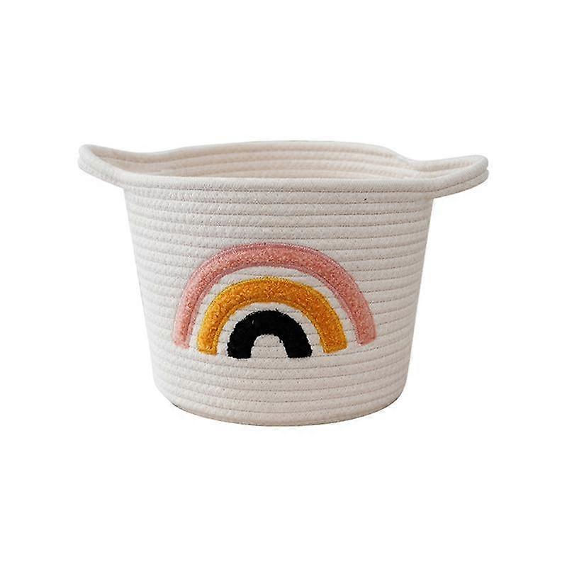 1pc Cute Multi-functional Cotton Thread Knit Embroidery Storage Bucket Rainbow Handwoven Storage Box