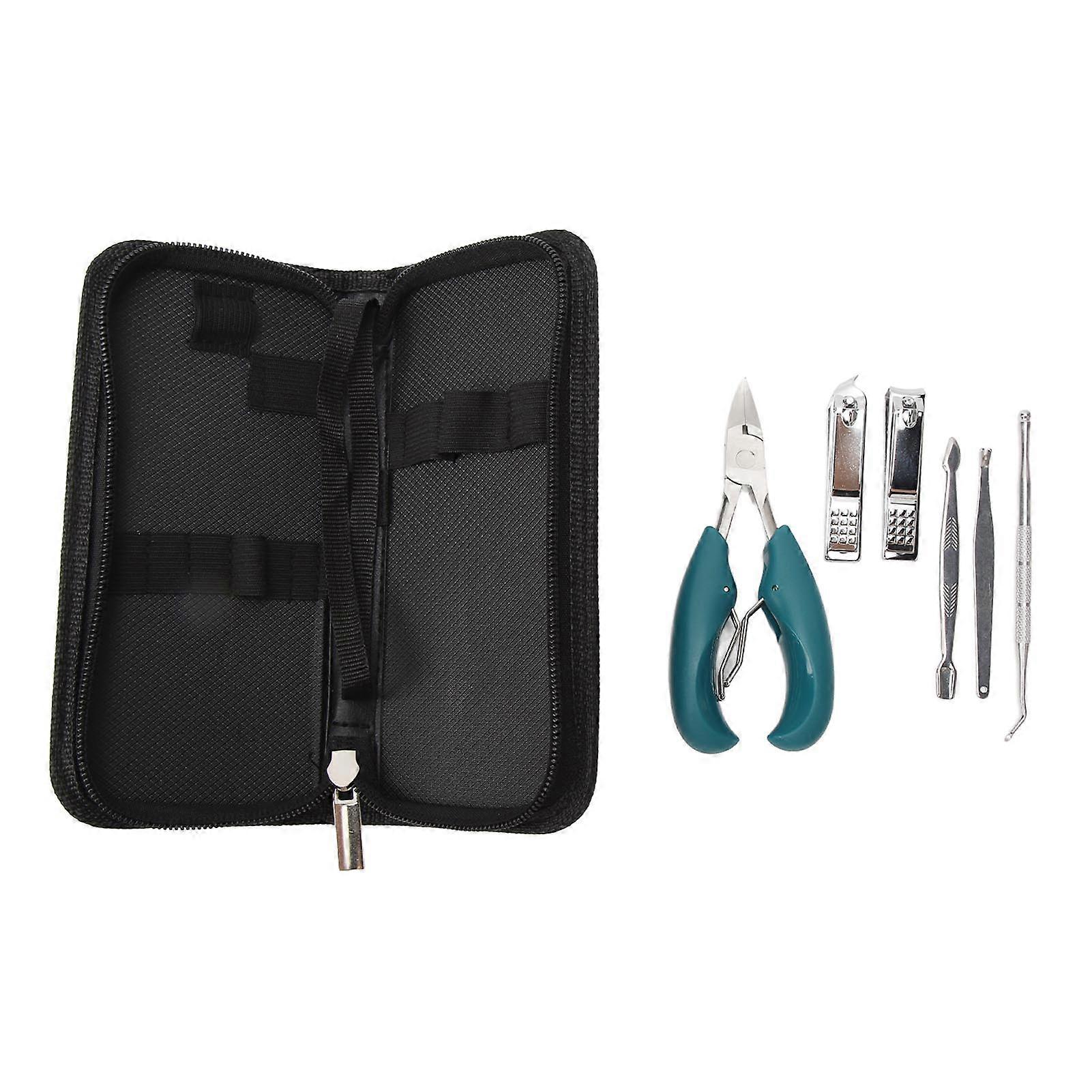 7pcs Nail Clippers Set Dead Skin Fork Paronychia Forceps Nail Scraper Manicure Cutter Tools with Bag