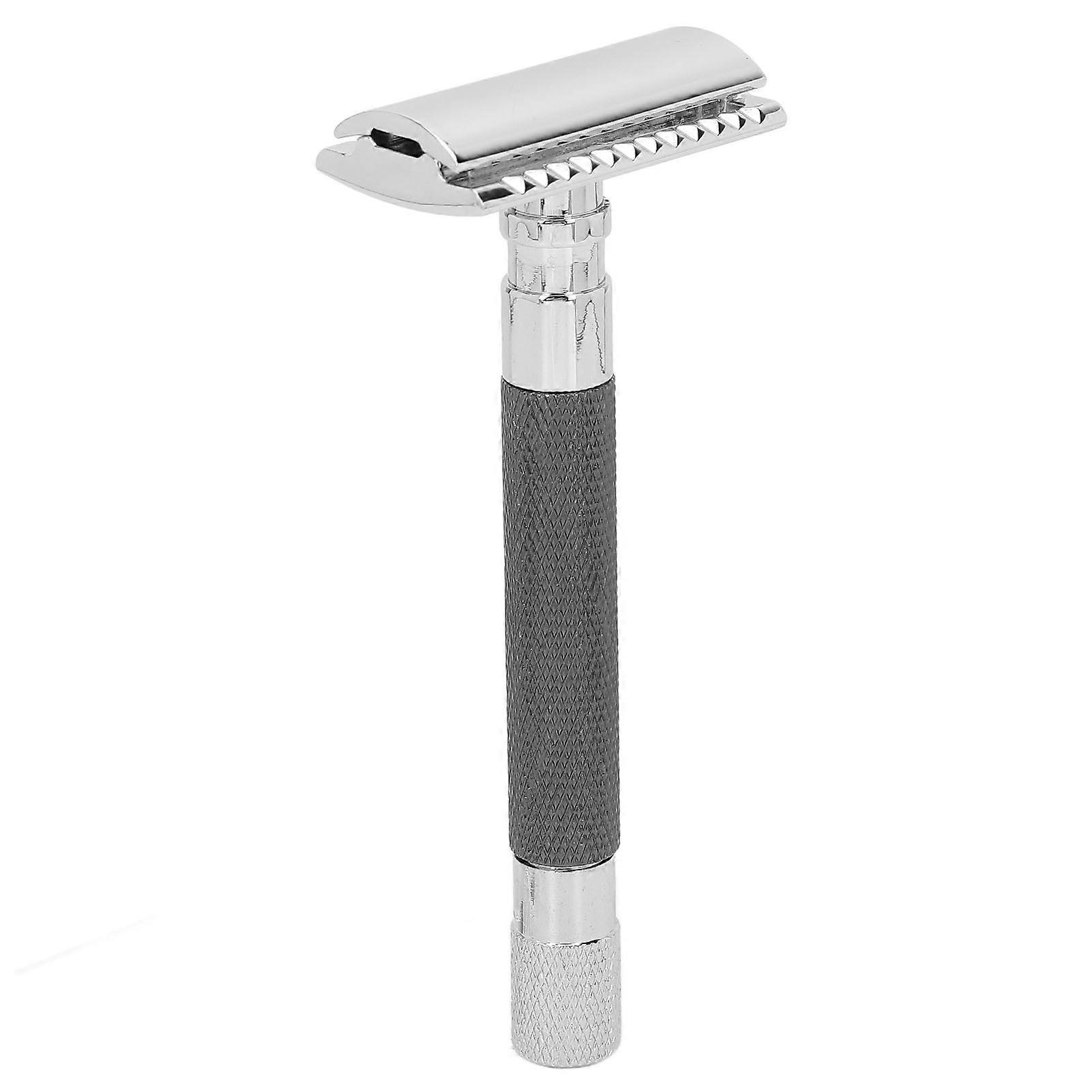 Double Edge Safety Razor Long Handle Manual Zinc Alloy Safety Razor Men Shaver Without BladeBlack