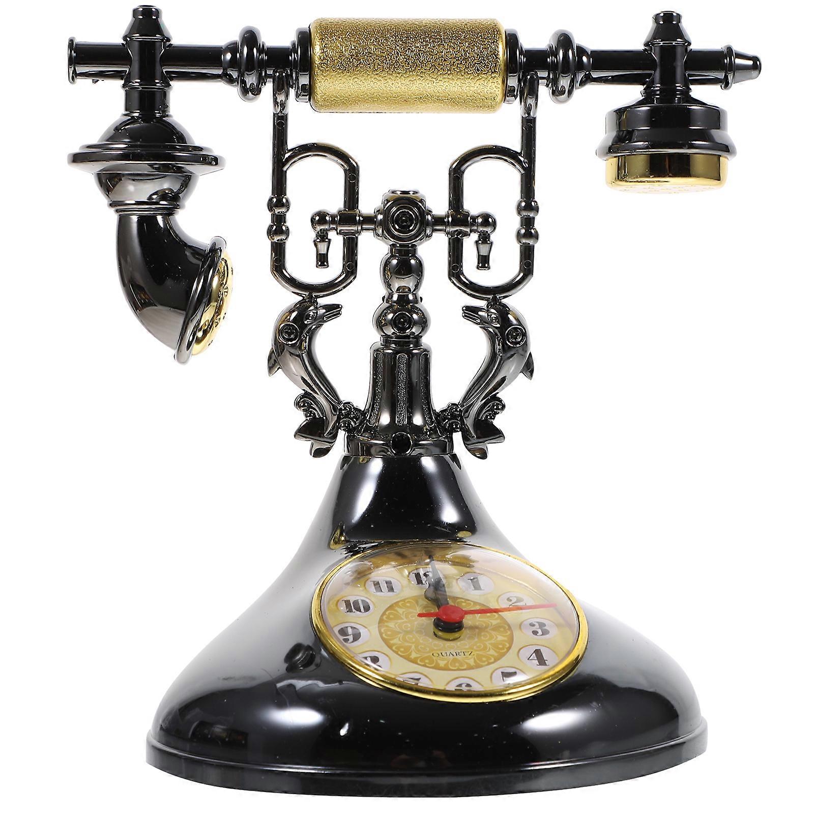 Vintage Telephone Clock Decorative Desktop Clock Unique Desktop Ornament