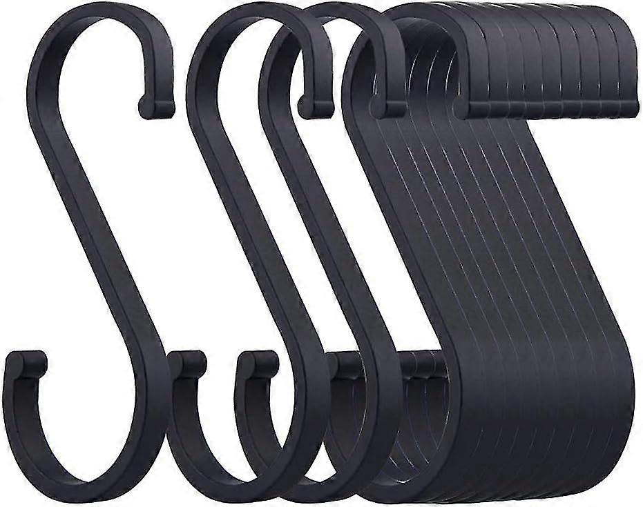 S háčky, 12 balení kovové háčky ve tvaru S kulatý konec design na maso závěsné háčky, S háček těžké háčky závěsné nádobí / pánve / hrnce / koše (černá-80cm)