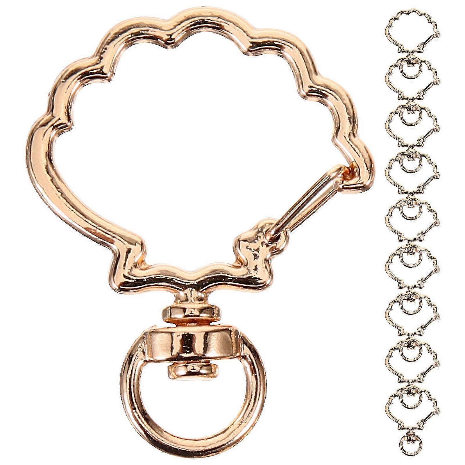 10 pcs Decorative Snap Keyring Clasps Shell Shape Keyring Clip Metal Snap Keychain Clasp