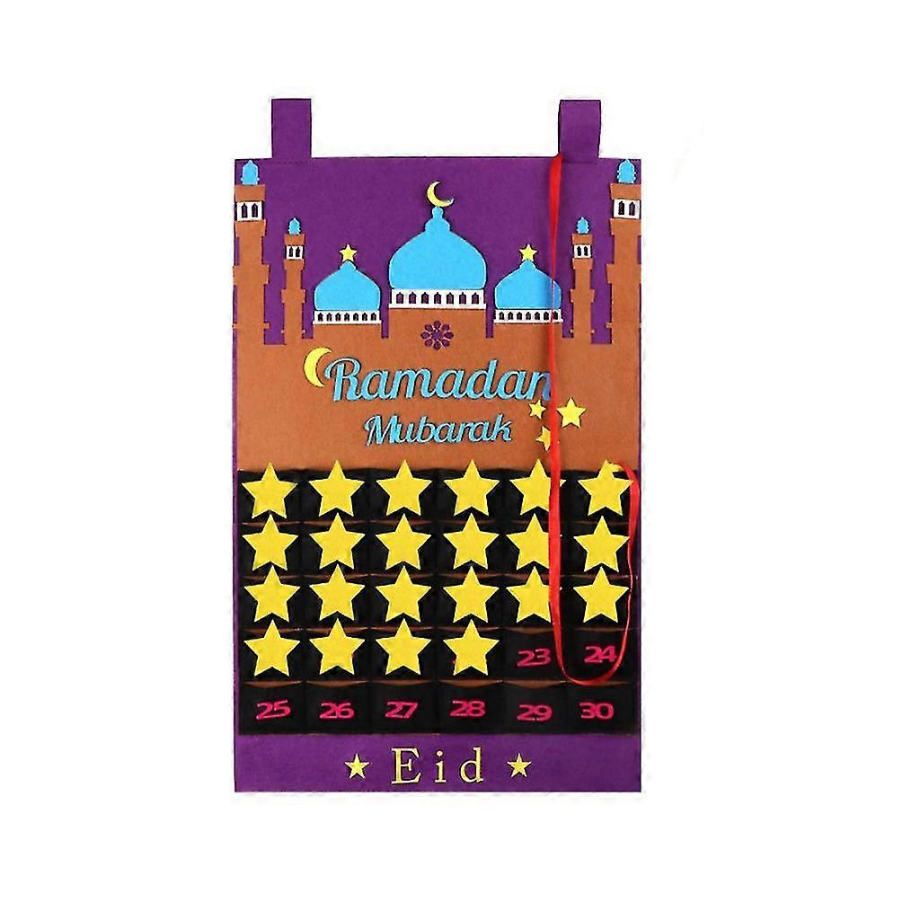 Felt Ramadan Eid Mubarak Kareem Wall Hanging Numbered Countdown Calendar Planner