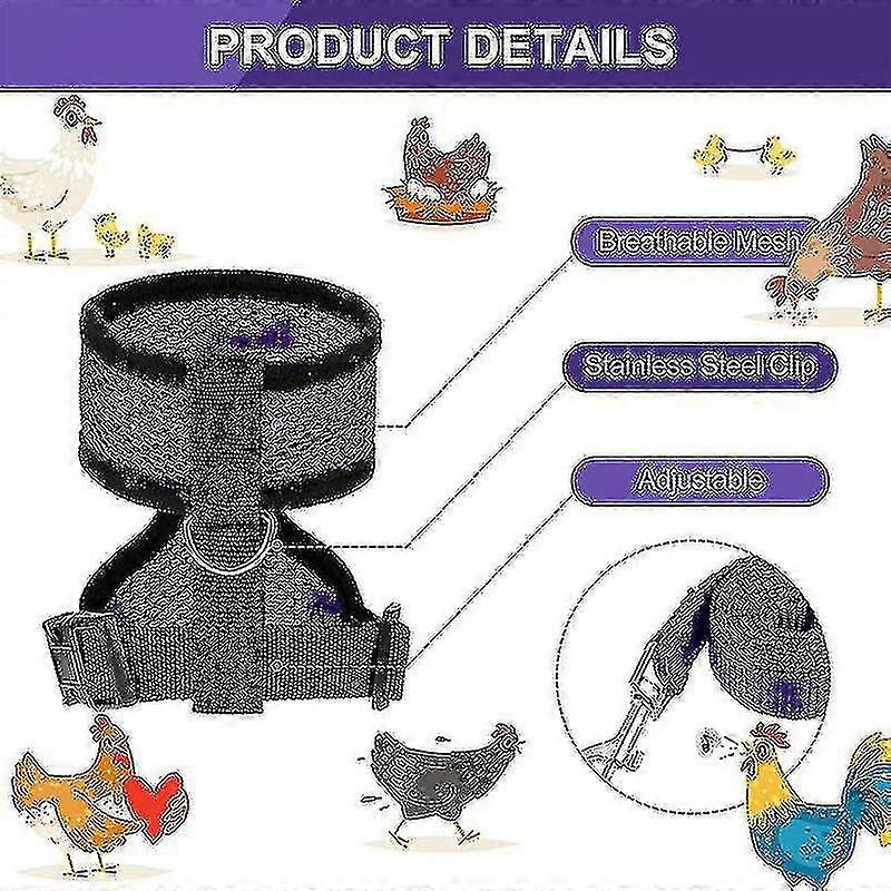 2pcs Chicken Harness And Leash, Modified Adjustable Breathable Harness Specially Designed For Chicken Duck Goose Training And Walking, Comfortable Si