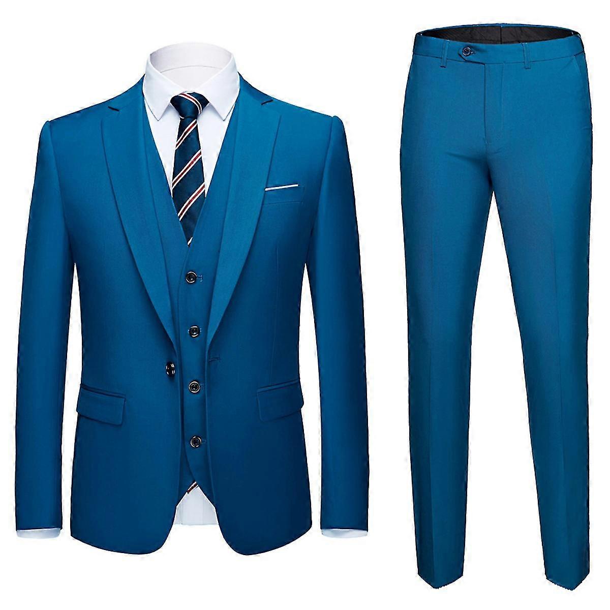 Mike Mens 3-Piece Επιχείρηση Γάμος Banquet Party Blazer &Γιλέκο &Παντελόνι