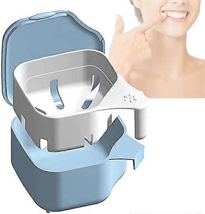 Double layer denture box alveolar - dual purpose sanitary denture set for storing and soaking protectors, orthoses, and dental instruments