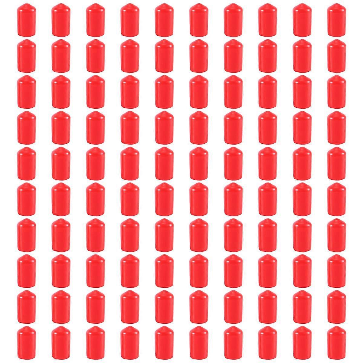 Lot de 100 embouts en caoutchouc pour tube rond en PVC, diamètre intérieur 9,5 mm, protections de filetage, rouge