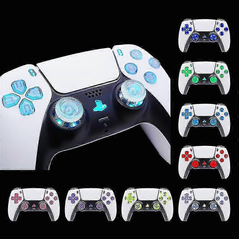 Multicolor Illuminated Thumbstick For Ps5 Controller Share Home Face Button, Black Classic Symbol Button Dtf Led Kit For Ps5 Controller - Cont High Qu