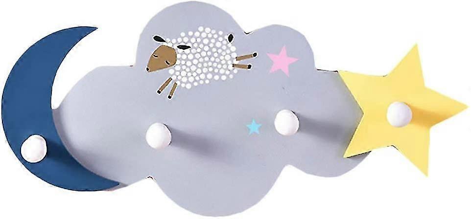 الأطفال جدار هوك الكرتون نجمة القمر معطف خشبي حامل هوك لغرفة أطفال المطبخ المنزلي