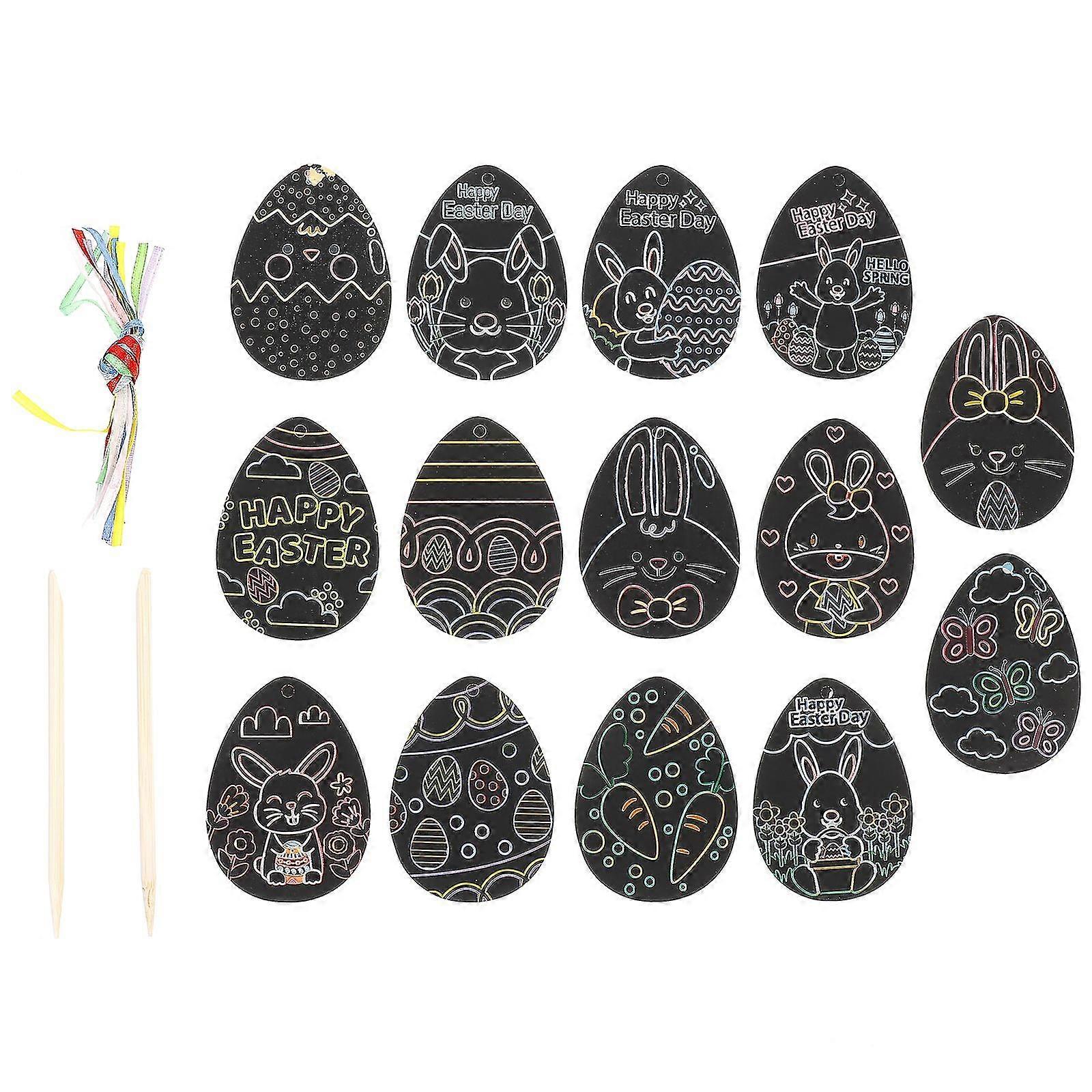 1 Set Egg Scratch Paper Easter Scratch Painting Paper Diy Scratching Art Craft