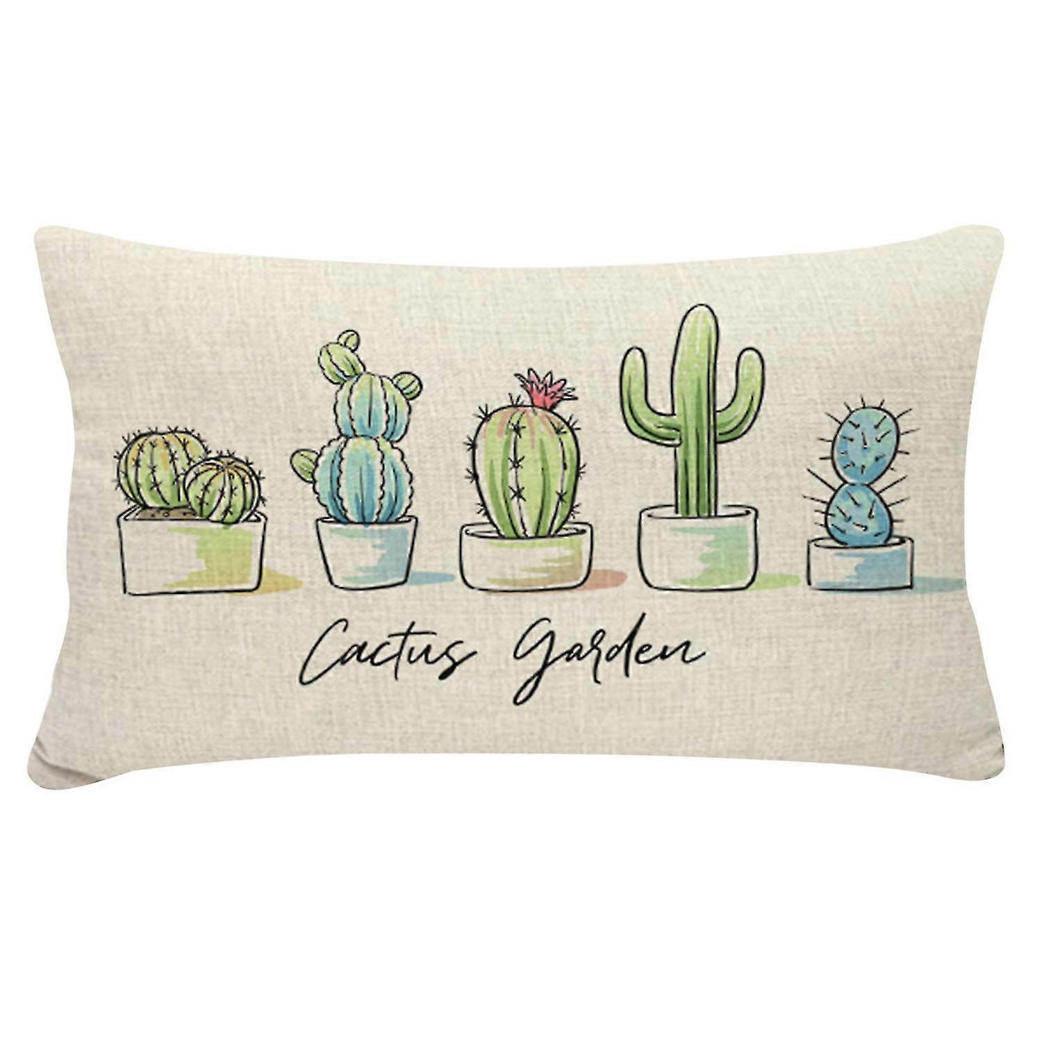 30cm x 50cm Pillow Case Washmachine Washable Multi-purpose Polyester Cactus Printing Cushion Cover f-ZZY