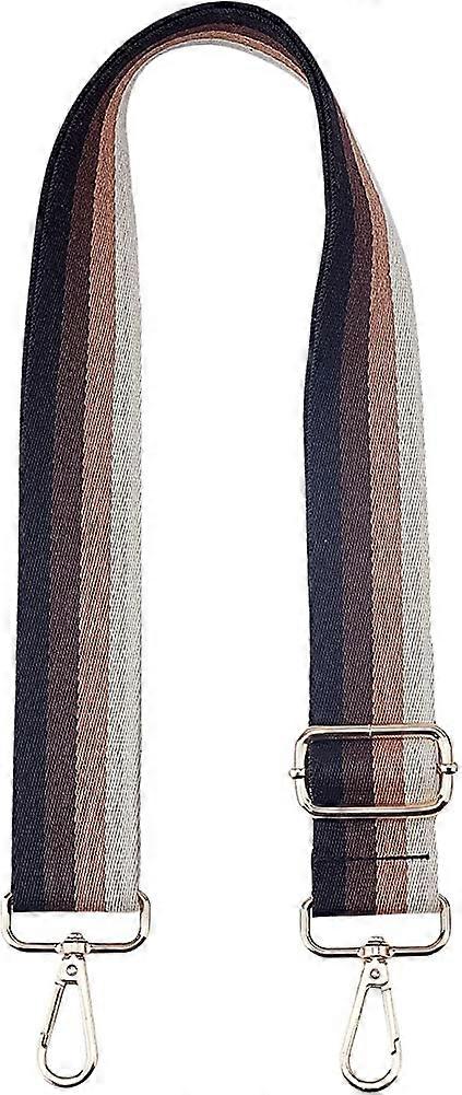 Wide Shoulder Strap Stripe Pattern Adjustable Canvas Bag Strap YellowGold