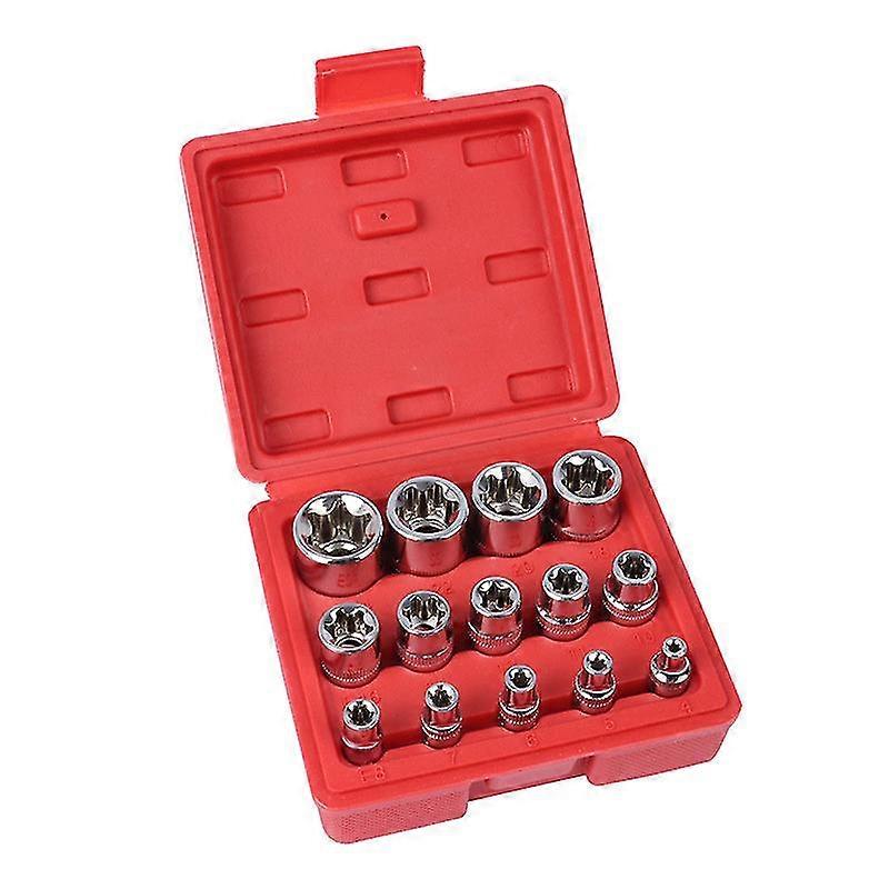 Female Star Socket Set, Female External Star Socket Set, E4 - E24 Torque Socket Set, 1/4"dr. 3/8"dr. 1/2"dr.1pcsred
