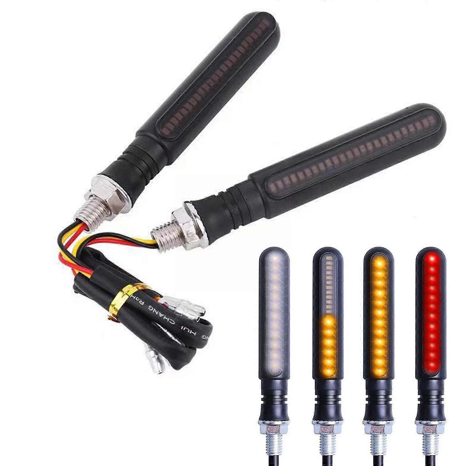 2pcs Motorcycle Turn Signal Light 24LED Waterproof Water Amber Flasher Accessories Blinker Lamp Flowing Rear Indicator Ligh Z3J2